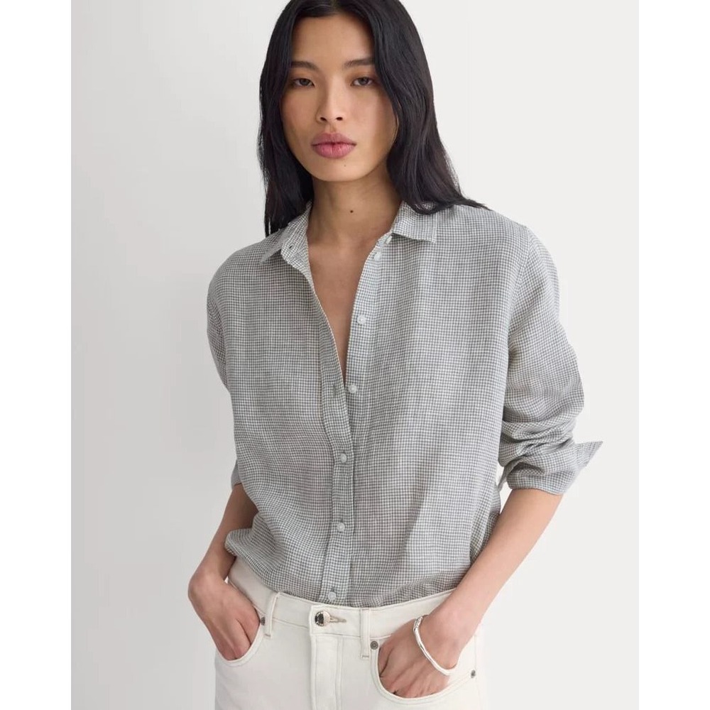 Everlane Must-Have Shirt Linen Agave Green Size XL New With Tags